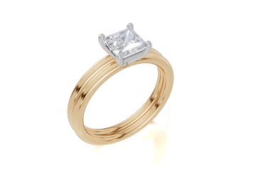 18ct Yellow Gold Princess Cut 1.00 Carat of Lab-Grown Diamond Ring and 18ct Yellow Gold Lab-Grown Band