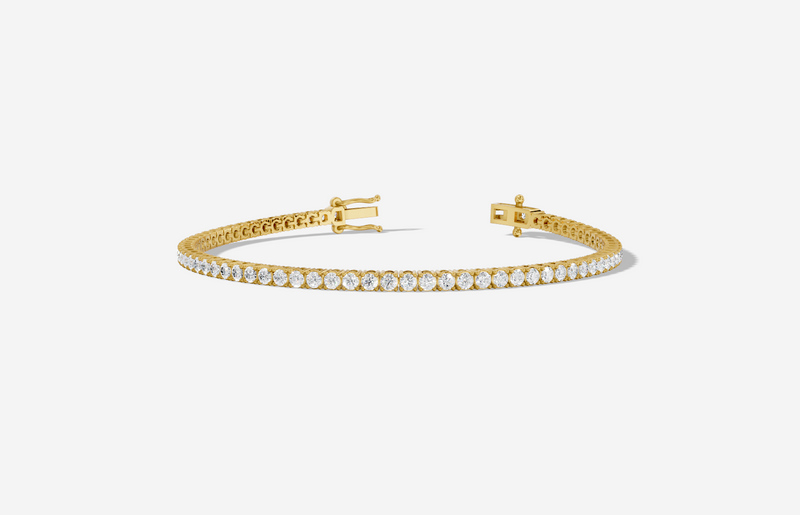 9CT Yellow Gold Round Cut 3.10 Carat tw of Diamonds Tennis Bracelet
