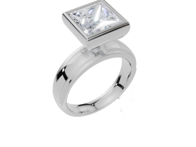 18ct White Gold Princess Cut 4.00 Carat of Diamond Ring