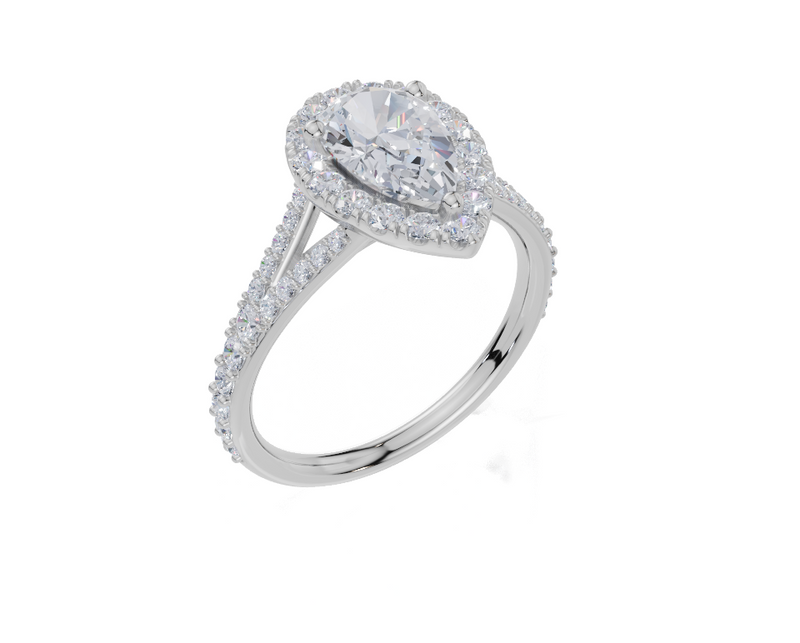 18ct White Gold Pear Cut 1.64 Carat tw of Lab-Grown Diamond Ring