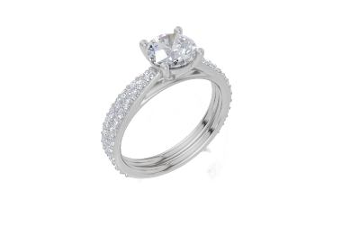 18ct White Gold Round Cut 1.32 Carat tw of Diamond Ring and 18ct White Gold 0.34 Carat tw of Diamond Band