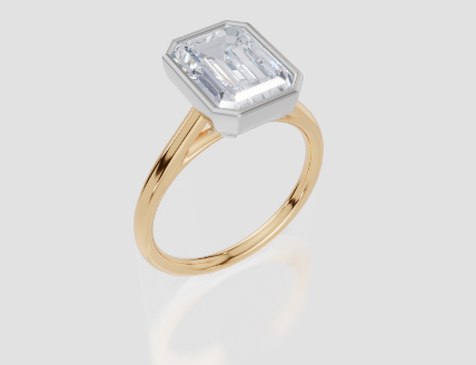 18ct Yellow Gold Emerald Cut 3.00 Carat of Diamond Ring