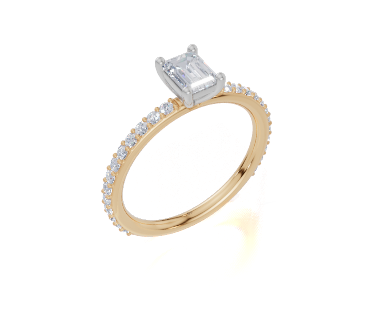 18ct Yellow Gold Emerald Cut 0.82 Carat tw of Diamond Ring