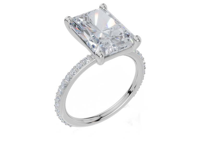 18ct White Gold Radiant Cut 4.33 Carat tw of Lab-Grown Diamond Ring
