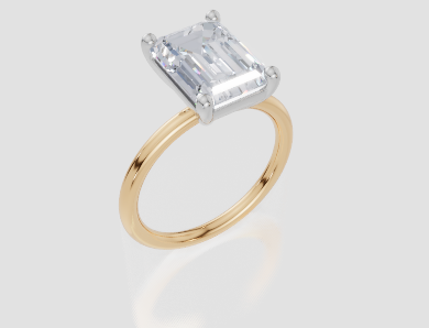 18ct Yellow Gold Emerald Cut 4.00 Carat of Lab-Grown Diamond Ring