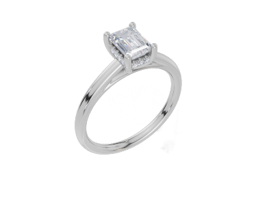18ct White Gold Emerald Cut 0.80 Carat tw of Diamond Ring