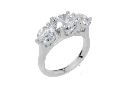 18ct White Gold Round Cut 3.00 Carat tw of Diamond Ring