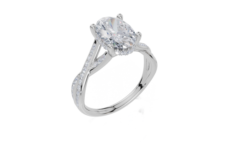 18ct White Gold Oval Cut 2.33 Carat tw of Lab-Grown Diamond Ring
