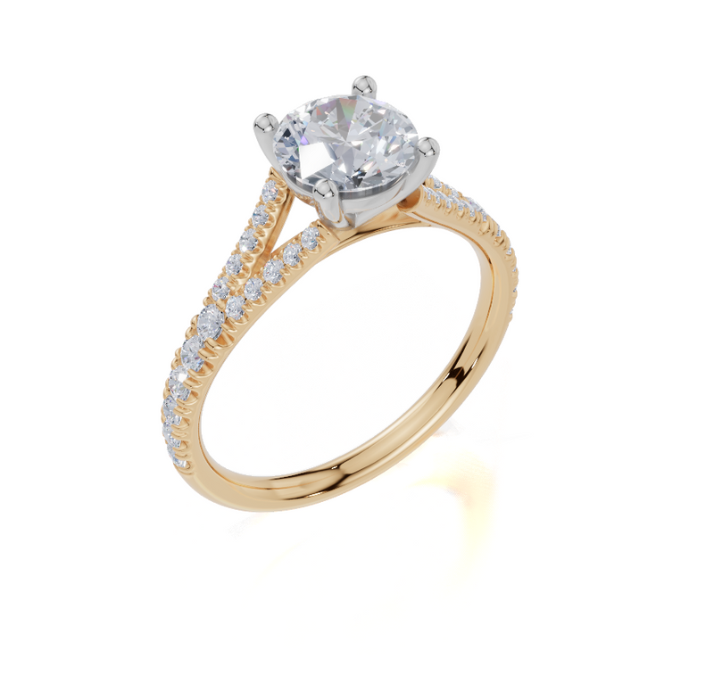 18ct Yellow Gold Round Cut 1.33 Carat tw of Lab-Grown Diamond Ring