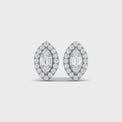 9ct White Gold Baguette & Round Brilliant Cut 0.20 ctw Diamond Earrings