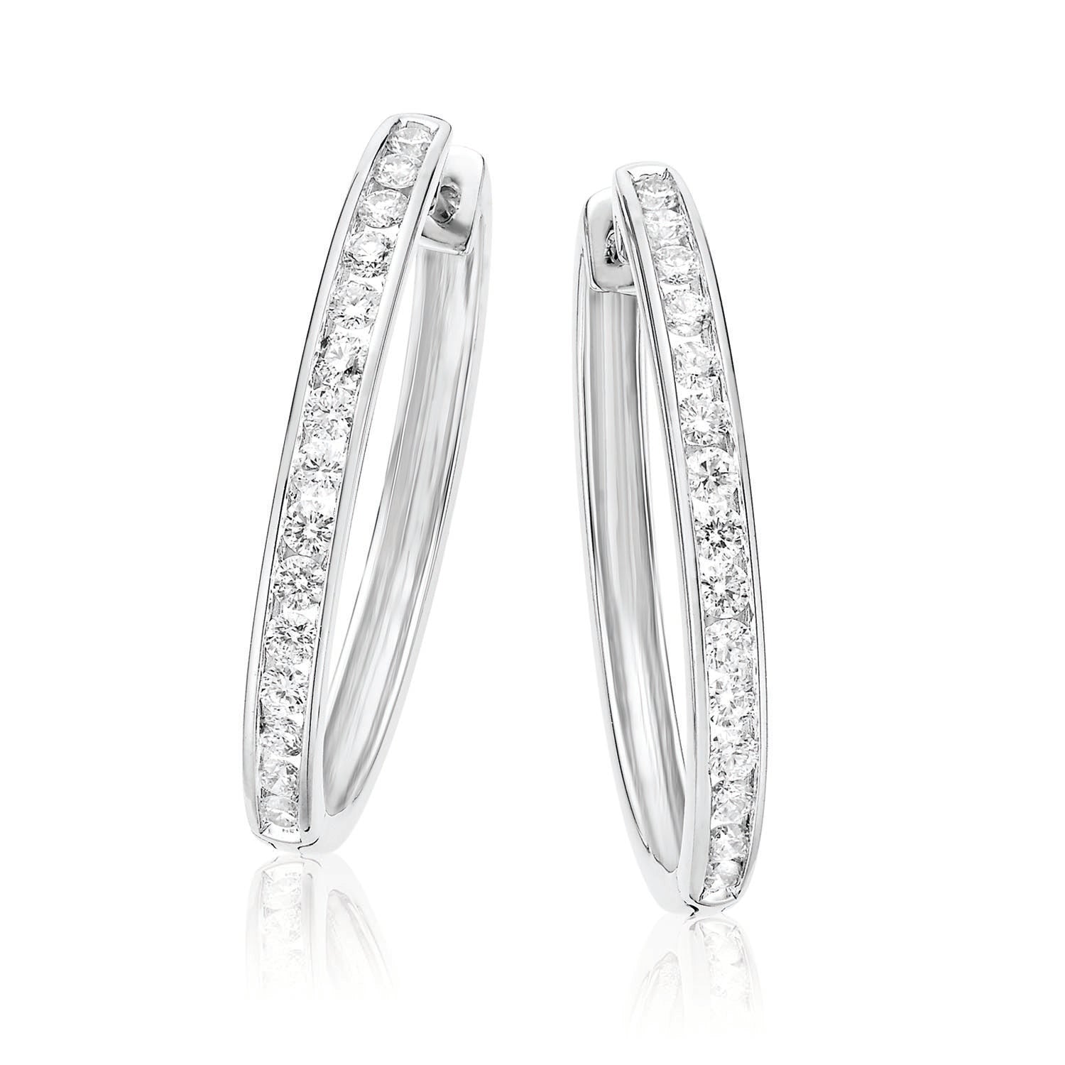 9ct White Gold Round Brilliant Cut with 1 CARAT tw of Diamonds Earrings
