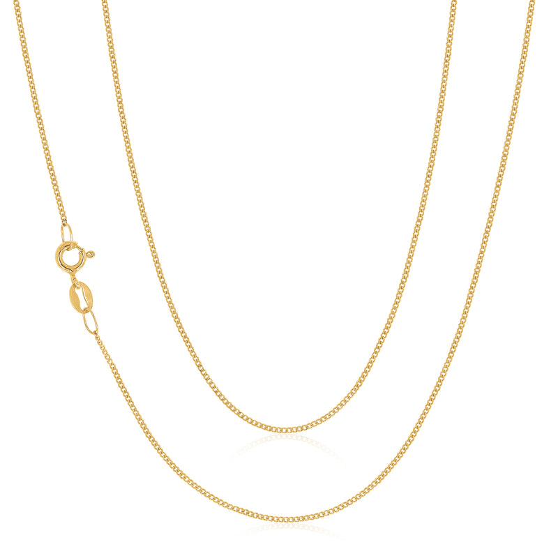 9ct Yellow Gold 50cm Diamond Cut Curb Chain