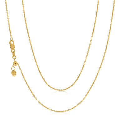 9ct Yellow Gold 45-50cm Adjustable Cable Chain