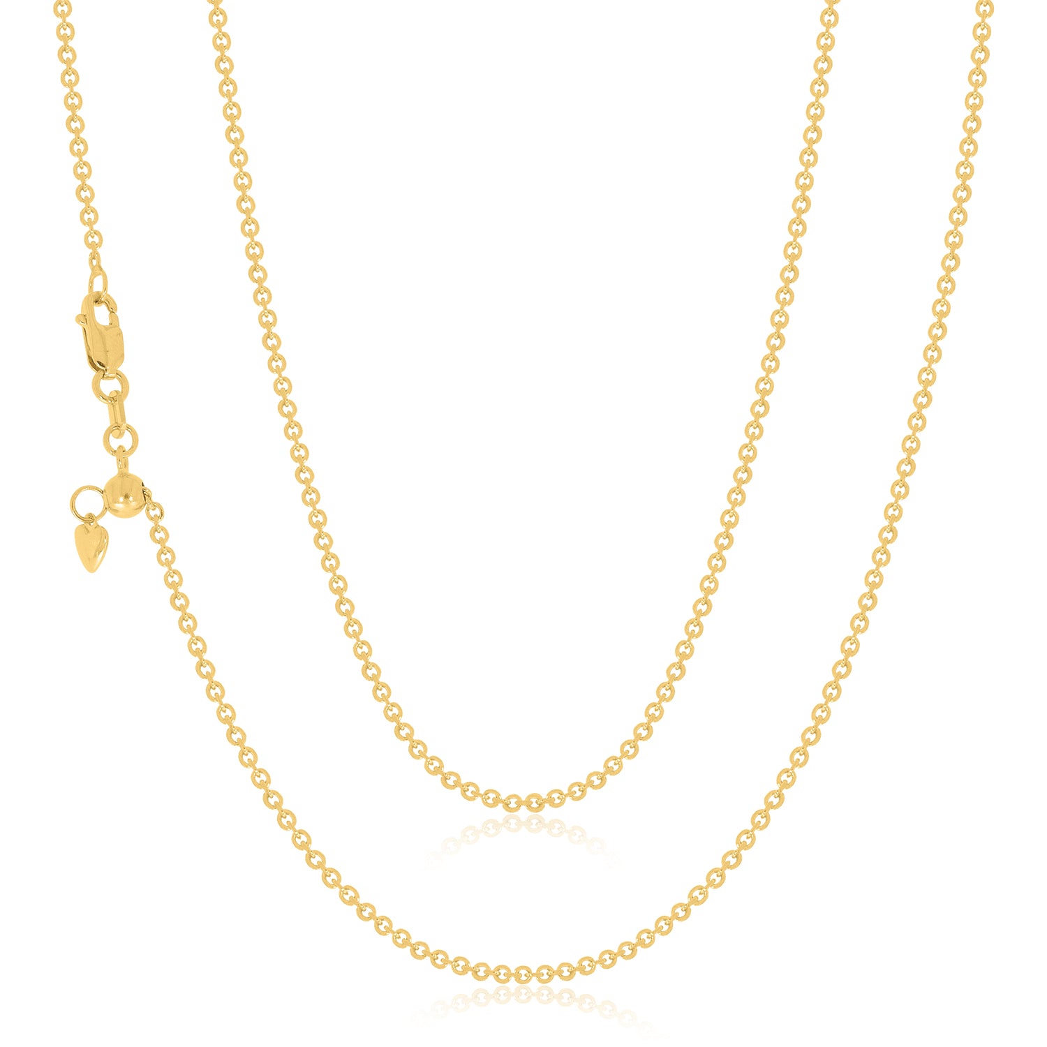 9ct Yellow Gold 50-55cm Adjustable Cable Chain – Mazzucchelli