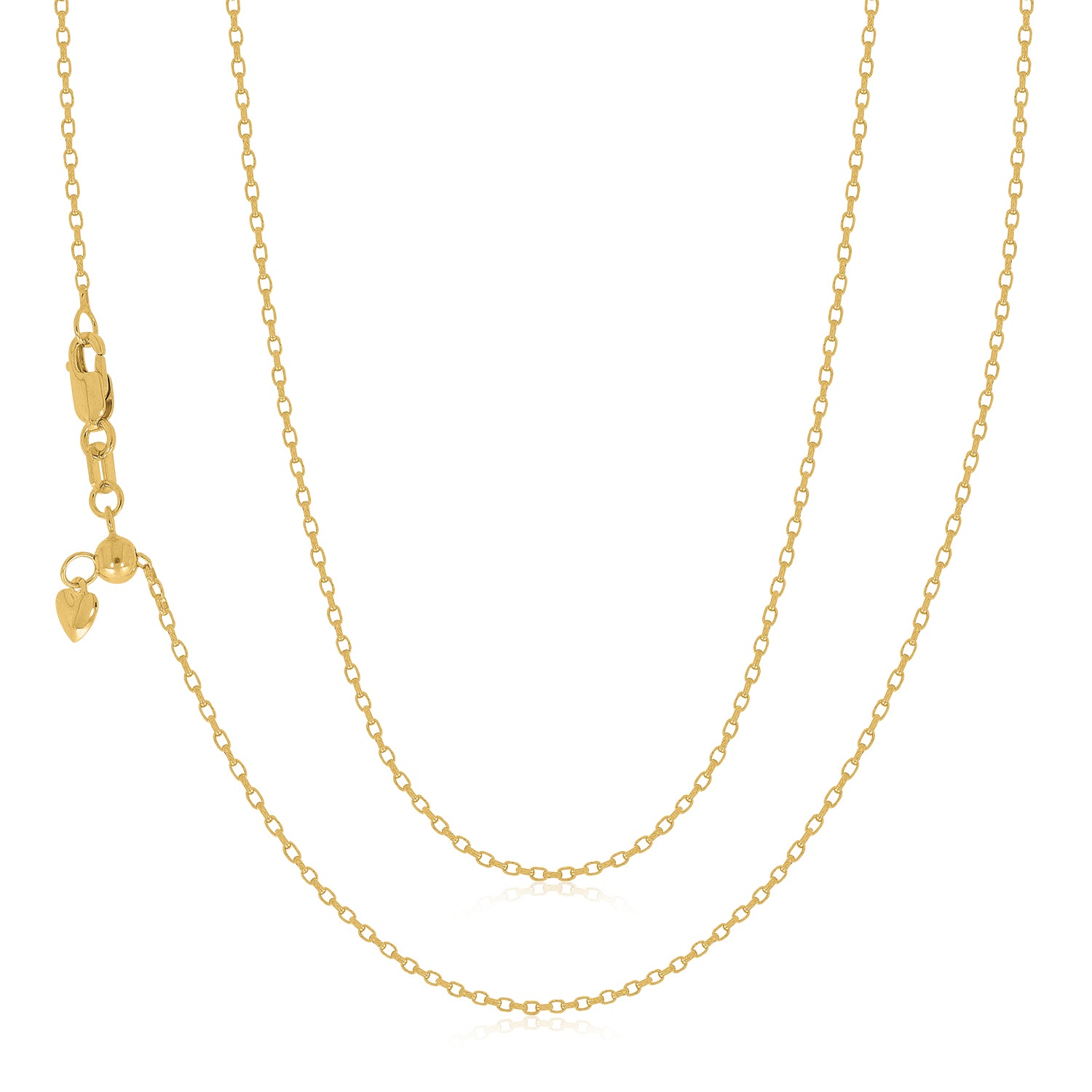 9ct Yellow Gold 50-55cm Adjustable Round Belcher Chain