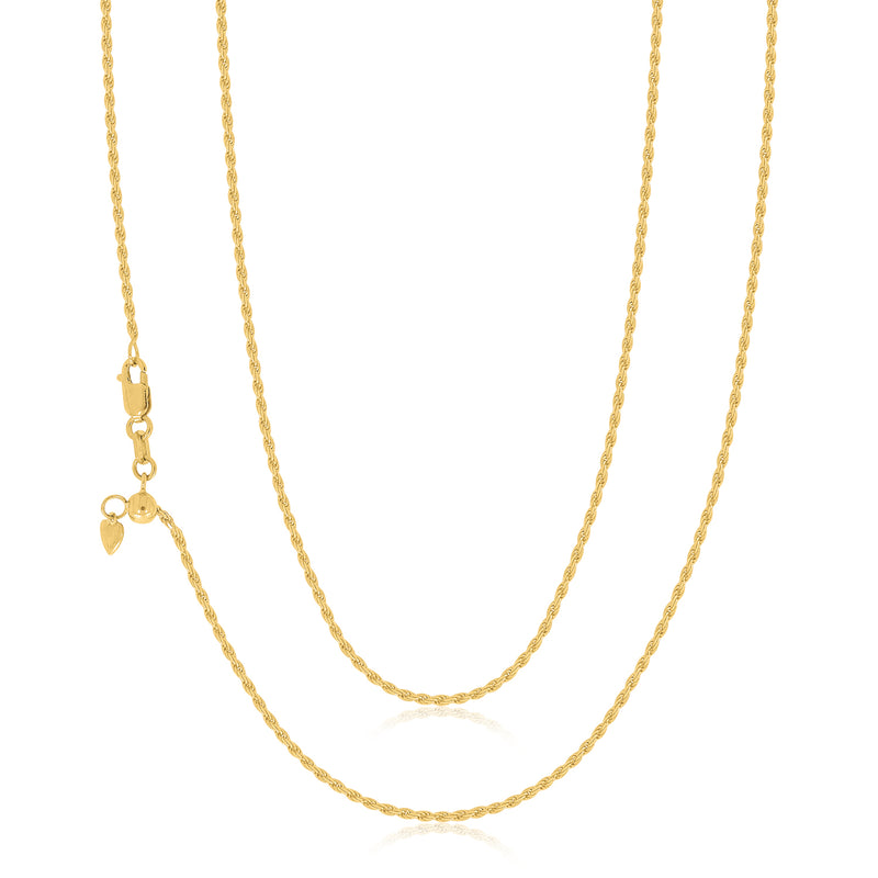 9ct Yellow Gold 45-50cm Adjustable Round Belcher Chain