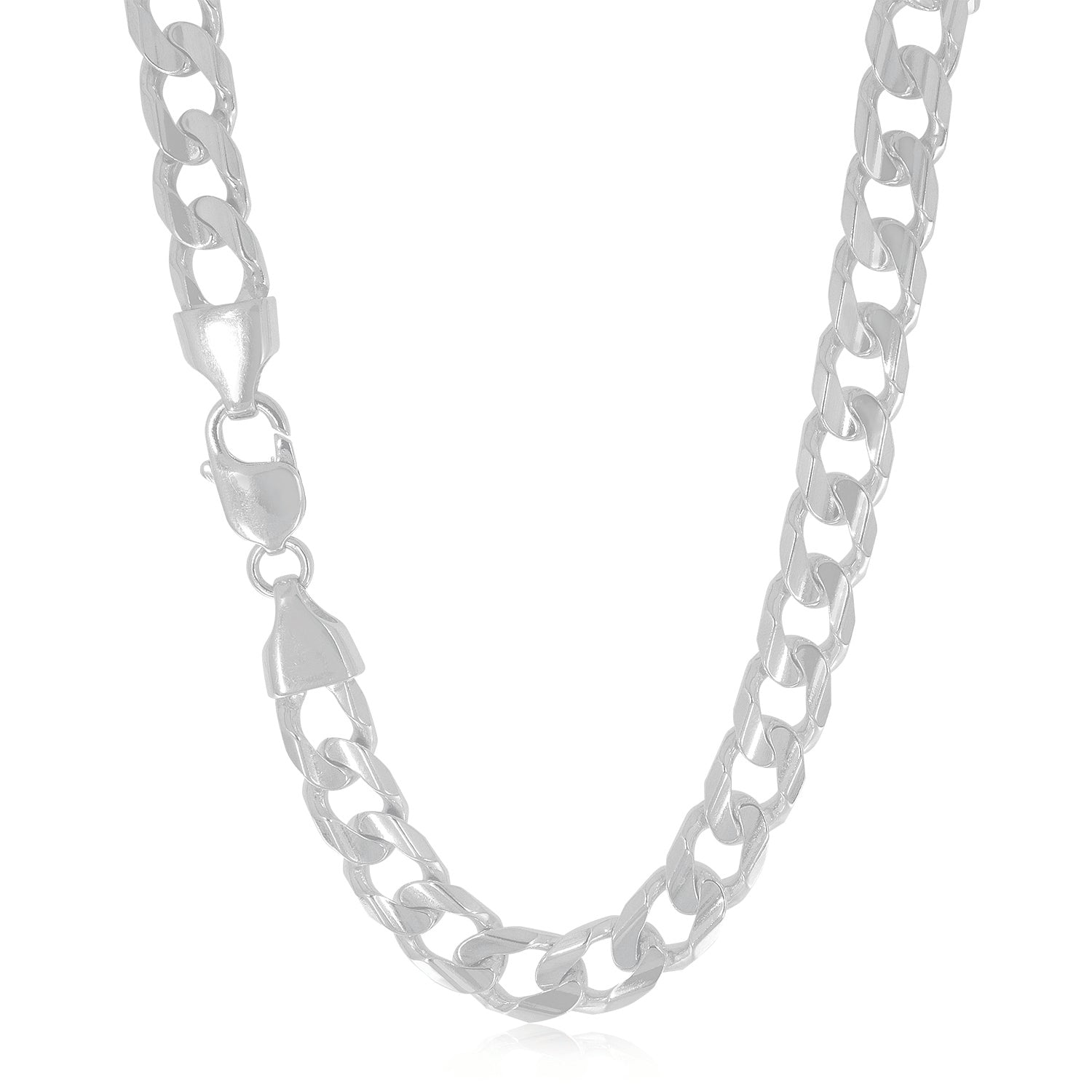 Sterling Silver 10mm Bevelled Diamond Cut Curb 55cm Chain