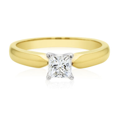 Promise 18ct Yellow & White Gold Princess Cut 0.50 Carat Diamond Ring