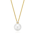 9ct Yellow Gold Cultured Freshwater Pearl & Diamonds Pendant