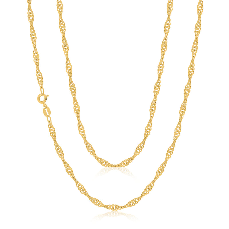 9ct Yellow Gold 50cm Singapore Twist Chain