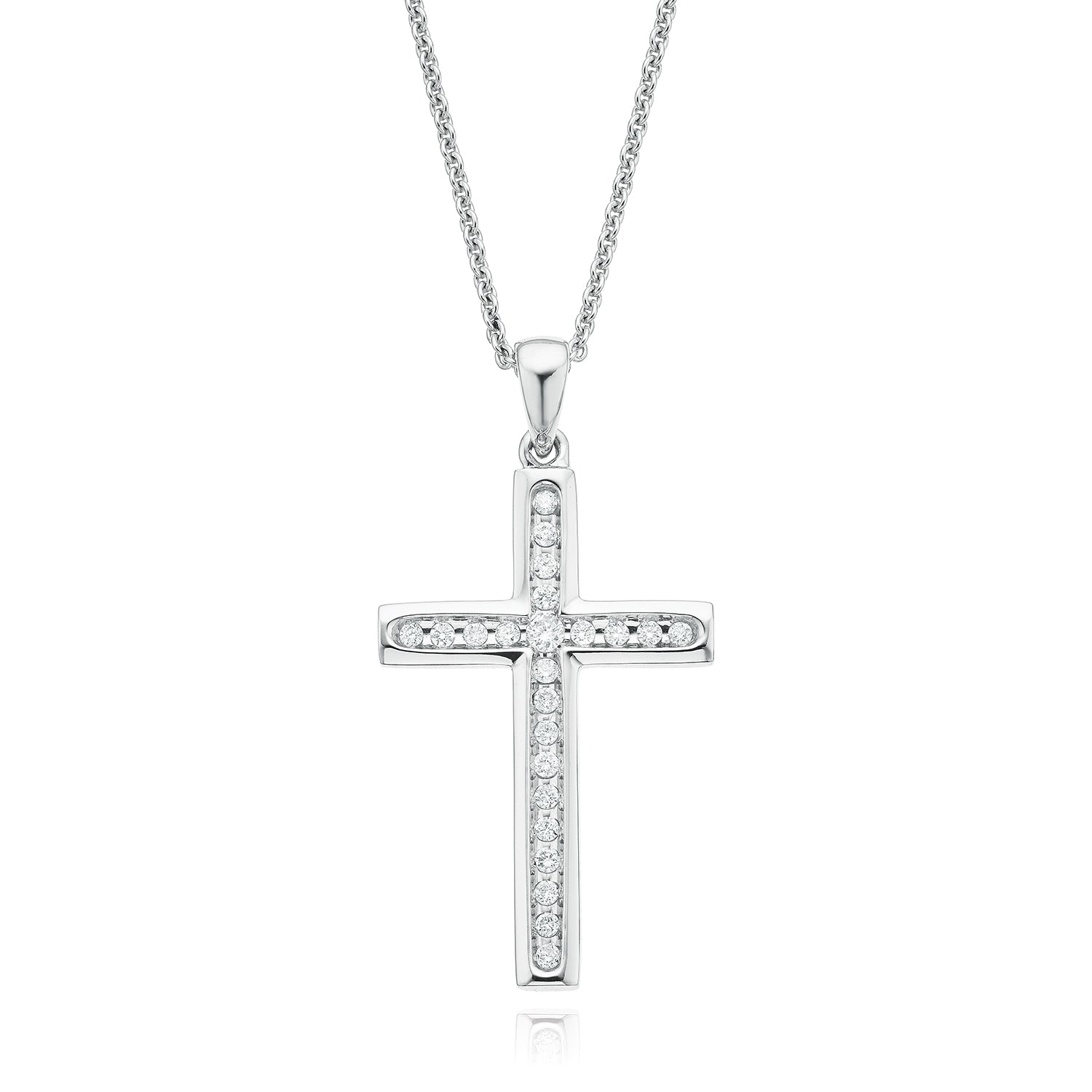 9ct White Gold Round Brilliant Cut with 0.15 CARAT tw of Diamond Pendant