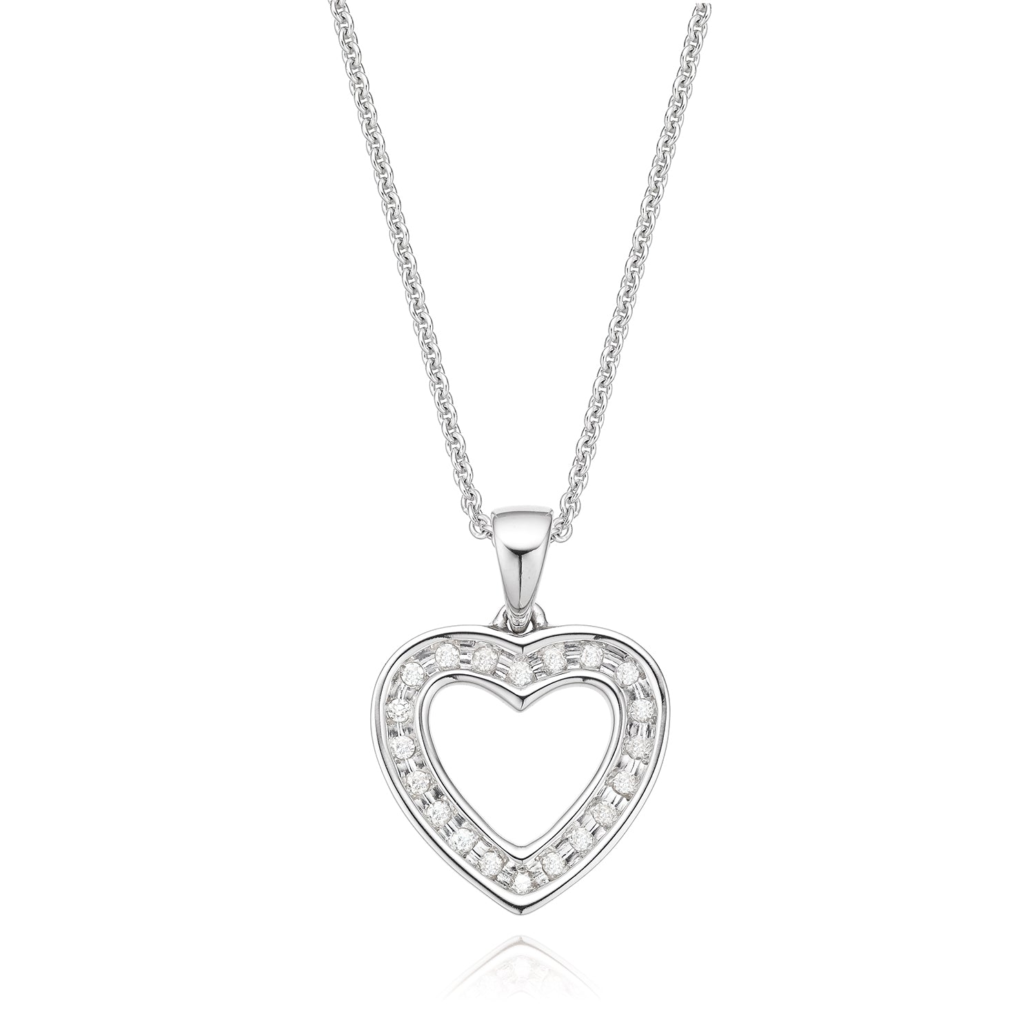 9ct White Gold Round Brilliant Cut with 0.10 CARAT tw of Diamond Pendant