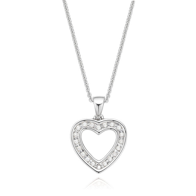 9ct White Gold Round Brilliant Cut with 0.10 CARAT tw of Diamond Pendant