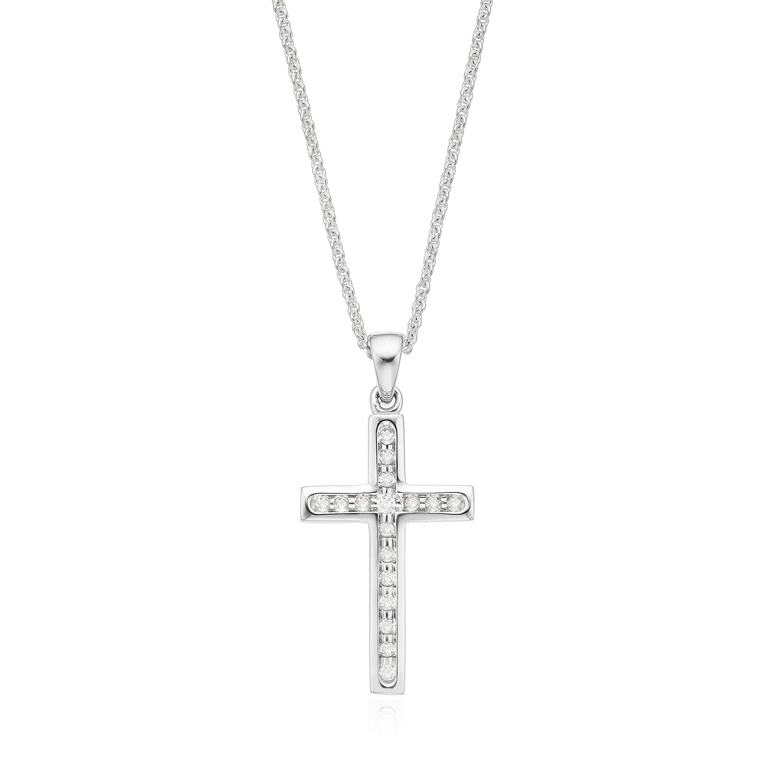 9ct White Gold Round Brilliant Cut with 0.10 CARAT tw of Diamond Pendant