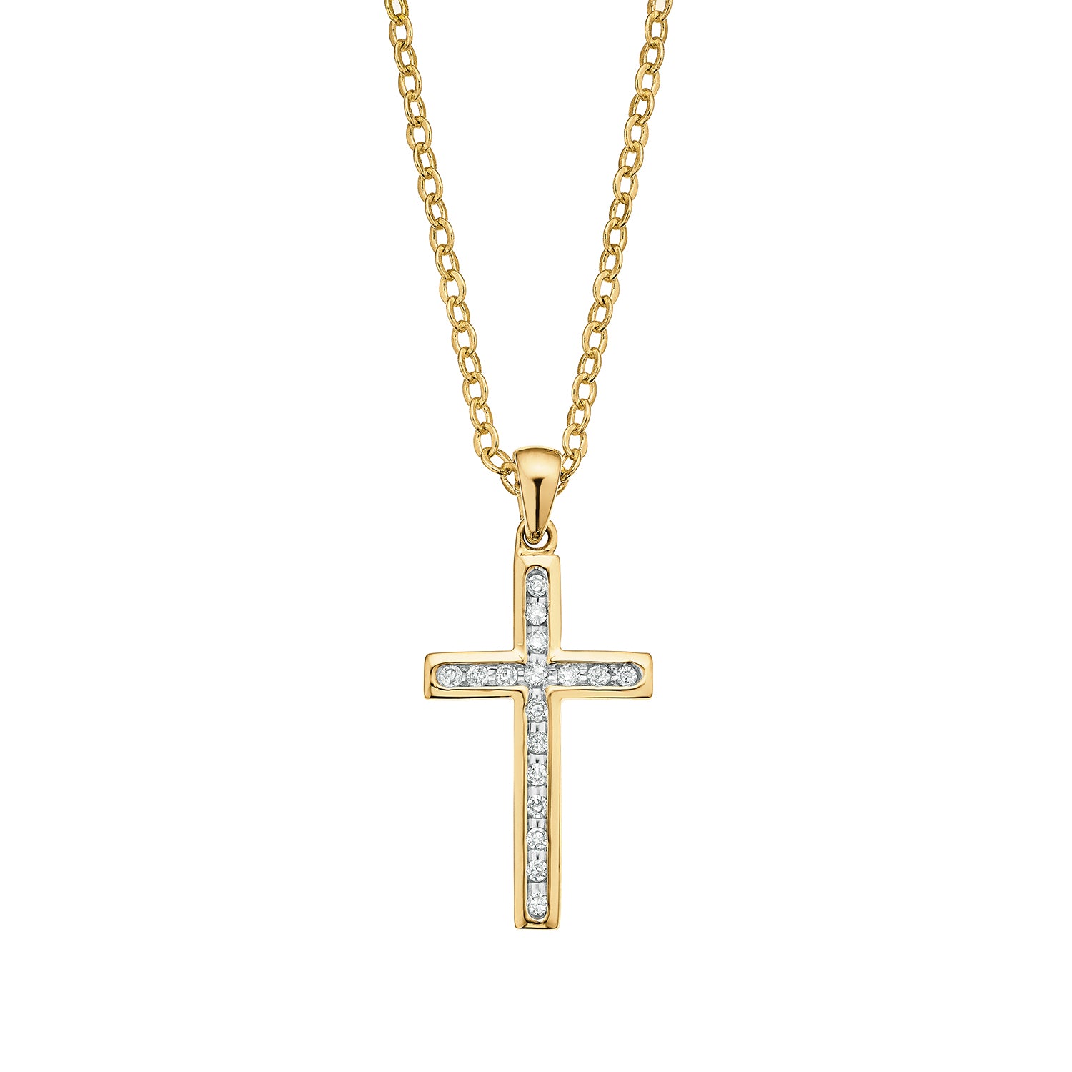 9ct Yellow Gold Round Brilliant Cut with 0.15 CARAT tw of Diamond Pendant