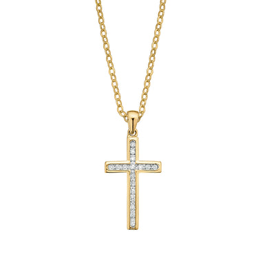 9ct Yellow Gold Round Brilliant Cut with 0.15 CARAT tw of Diamond Pendant