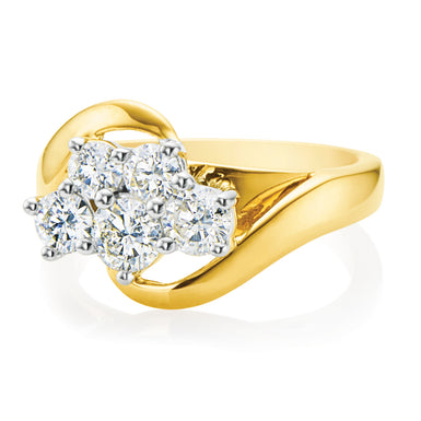 18ct Two Tone Gold Round Brilliant Cut with 1 CARAT tw of Diamonds Ring