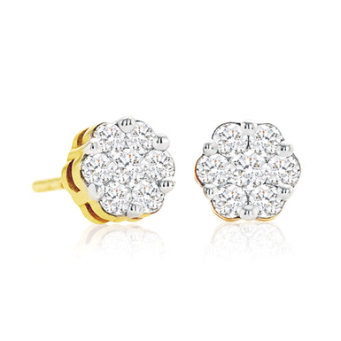 9ct Yellow Gold Round Brilliant Cut with 1/2 CARAT tw of Diamonds Earrings