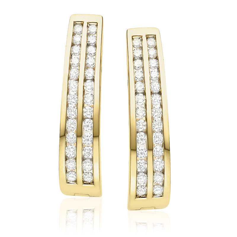 9ct Yellow Gold Round Brilliant Cut with 1 CARAT tw of Diamonds Earrings