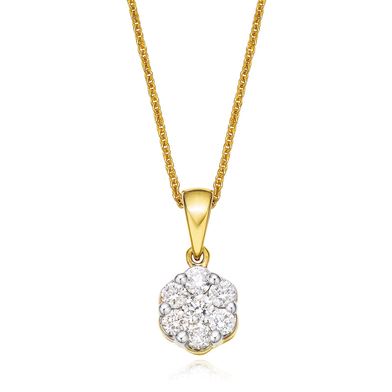 9ct Yellow Gold Round Brilliant Cut with 1/2 CARAT tw of Diamond Pendant