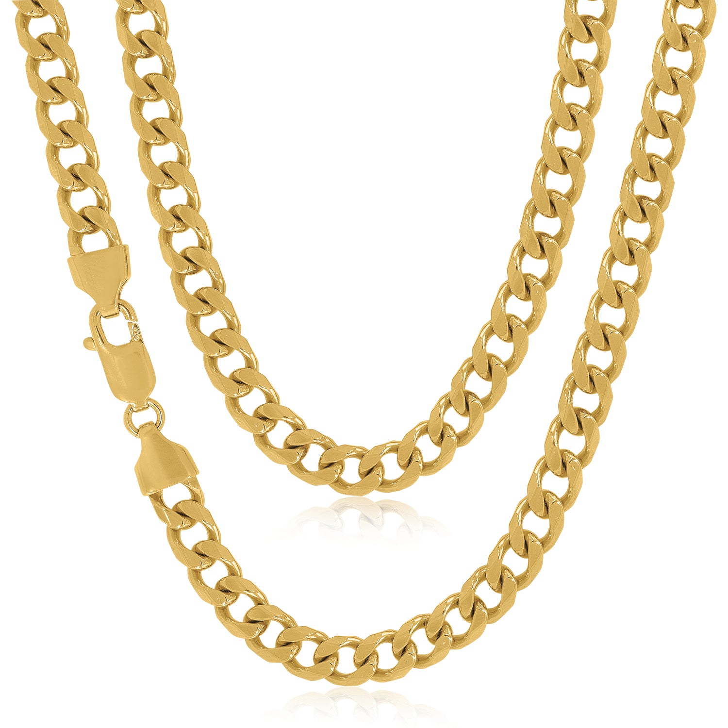 9ct Yellow Gold 55cm Diamond Cut Bevel and Square Curb Chain