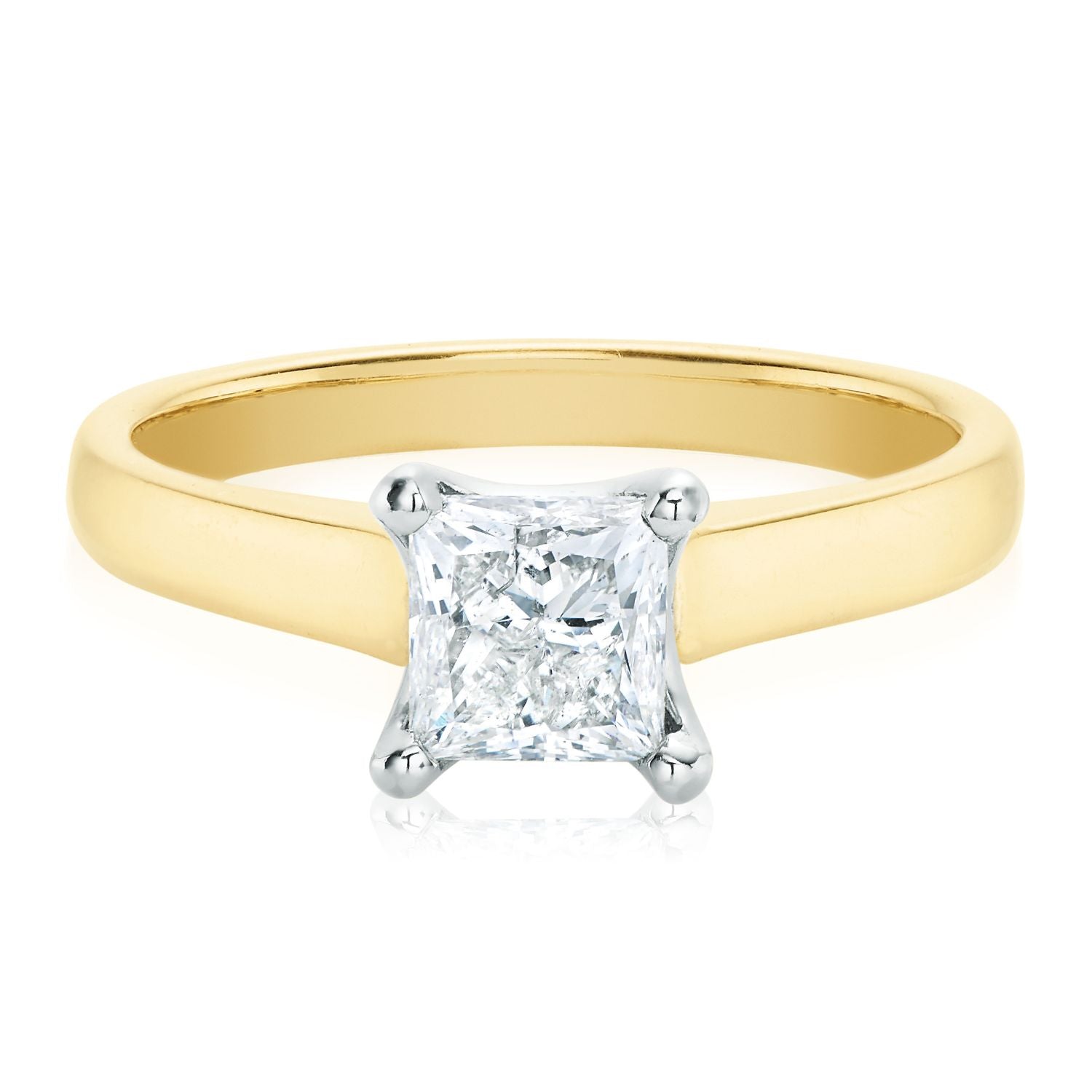 Promise 18ct Yellow & White Gold Princess Cut 1.00 Carat Certified Diamond Ring