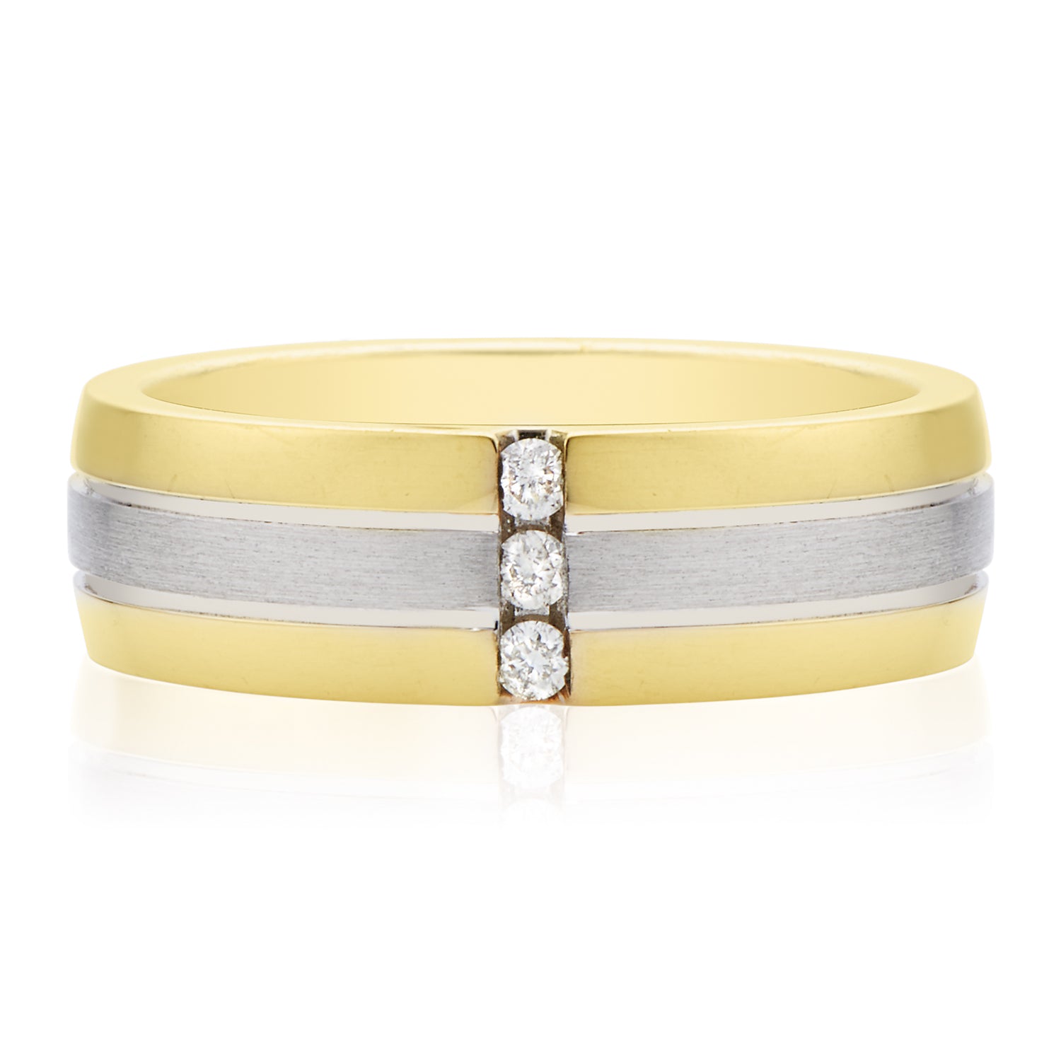 9ct Two Tone Gold Round Brilliant Cut with 0.10 CARAT tw of Diamonds Ring