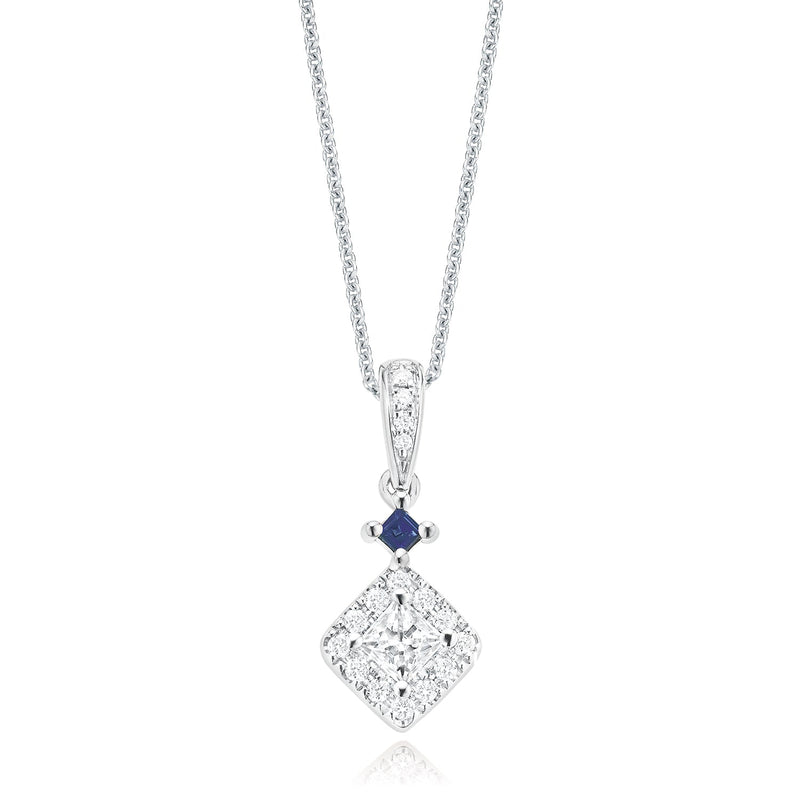 Vera Wang Love 18ct White Gold Princess & Round Cut with 0.38 Carat tw of Diamonds Necklace