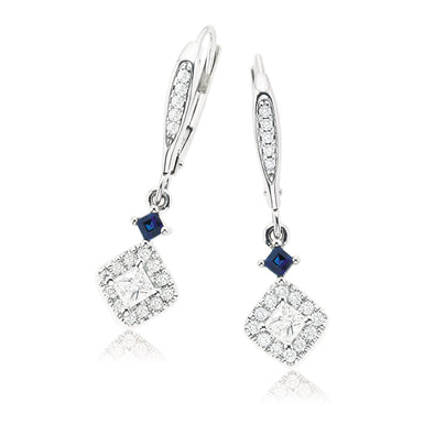 Vera Wang Love 18ct White Gold Princess & Round Cut with 1/2 Carat tw of Diamonds Earrings