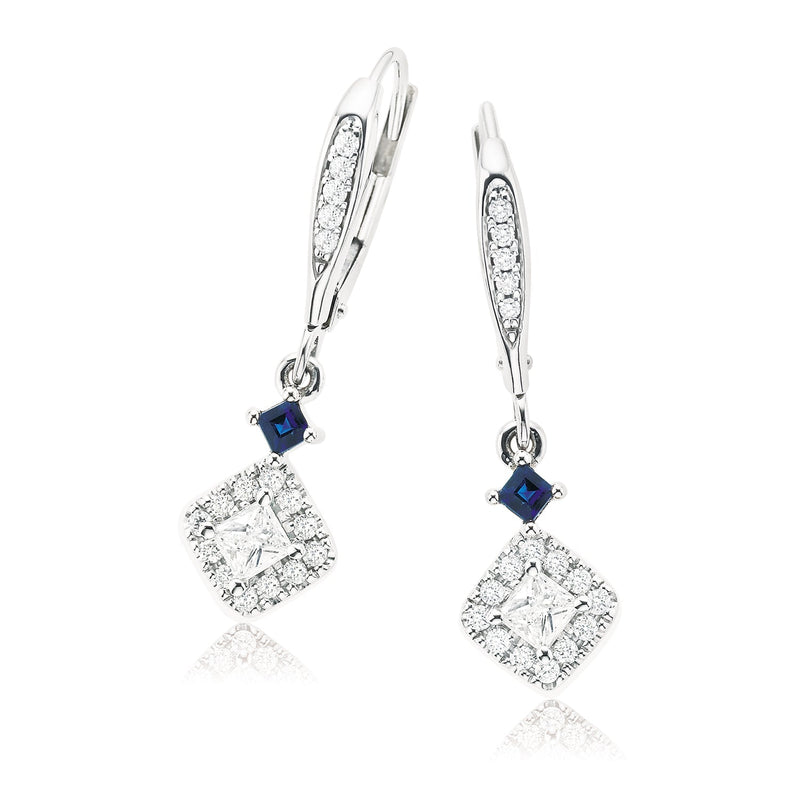Vera Wang Love 18ct White Gold Princess & Round Cut with 1/2 Carat tw of Diamonds Earrings