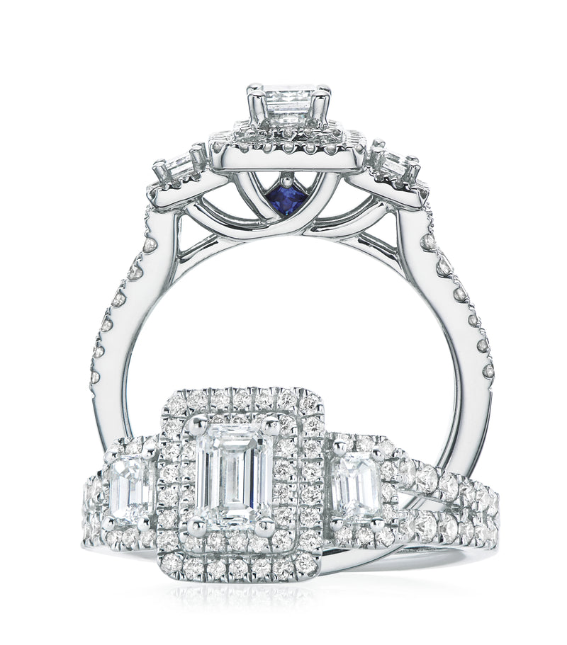 Vera Wang Love 18ct White Gold Emerald & Round Cut with 1.35 Carat tw of Diamond Ring