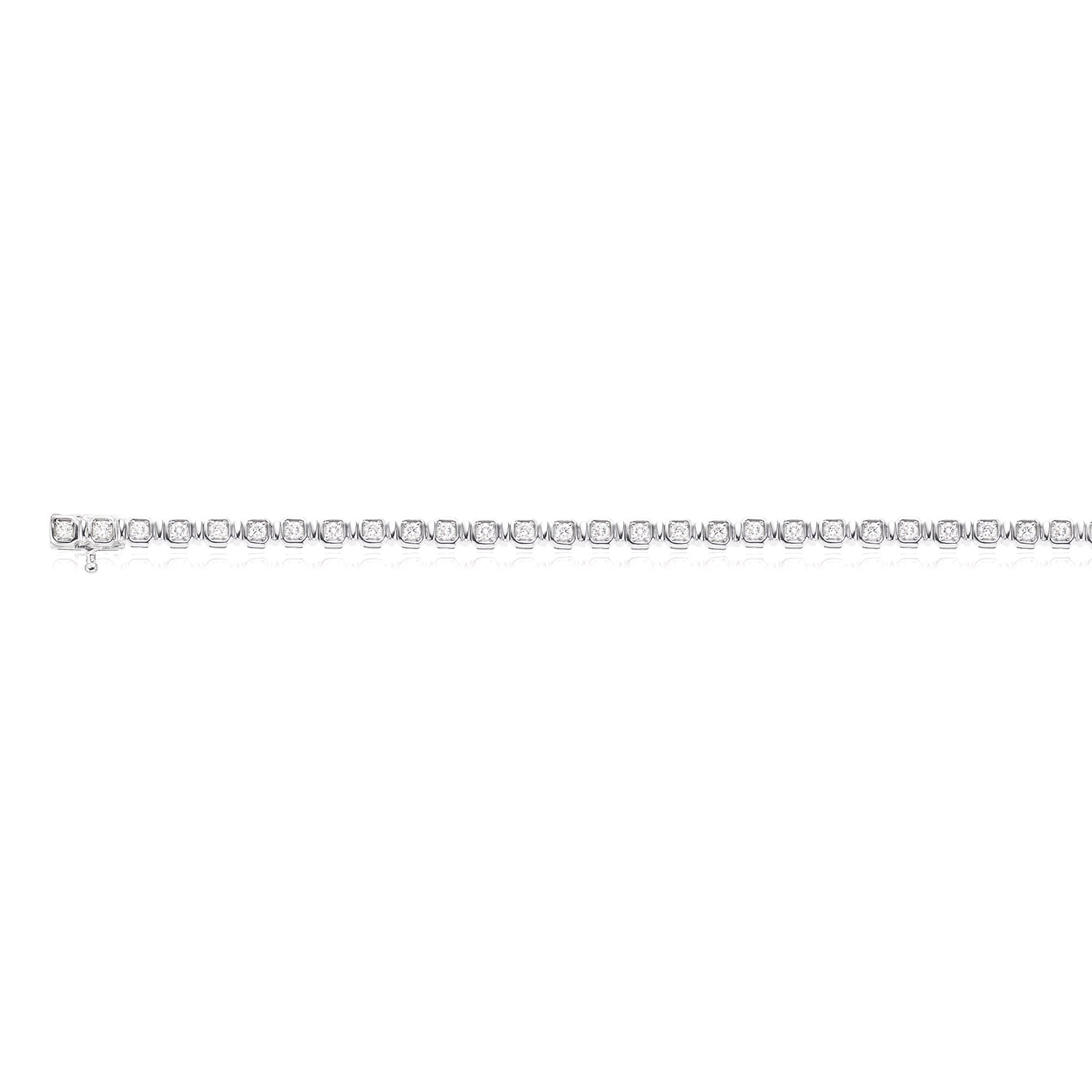 9ct White Gold Round Brilliant Cut with 1 CARAT tw of Diamonds Tennis Bracelet