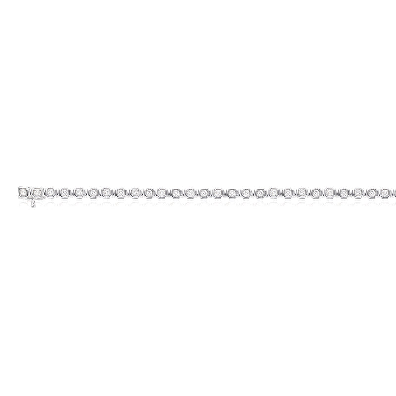 9ct White Gold Round Brilliant Cut with 1 CARAT tw of Diamonds Tennis Bracelet