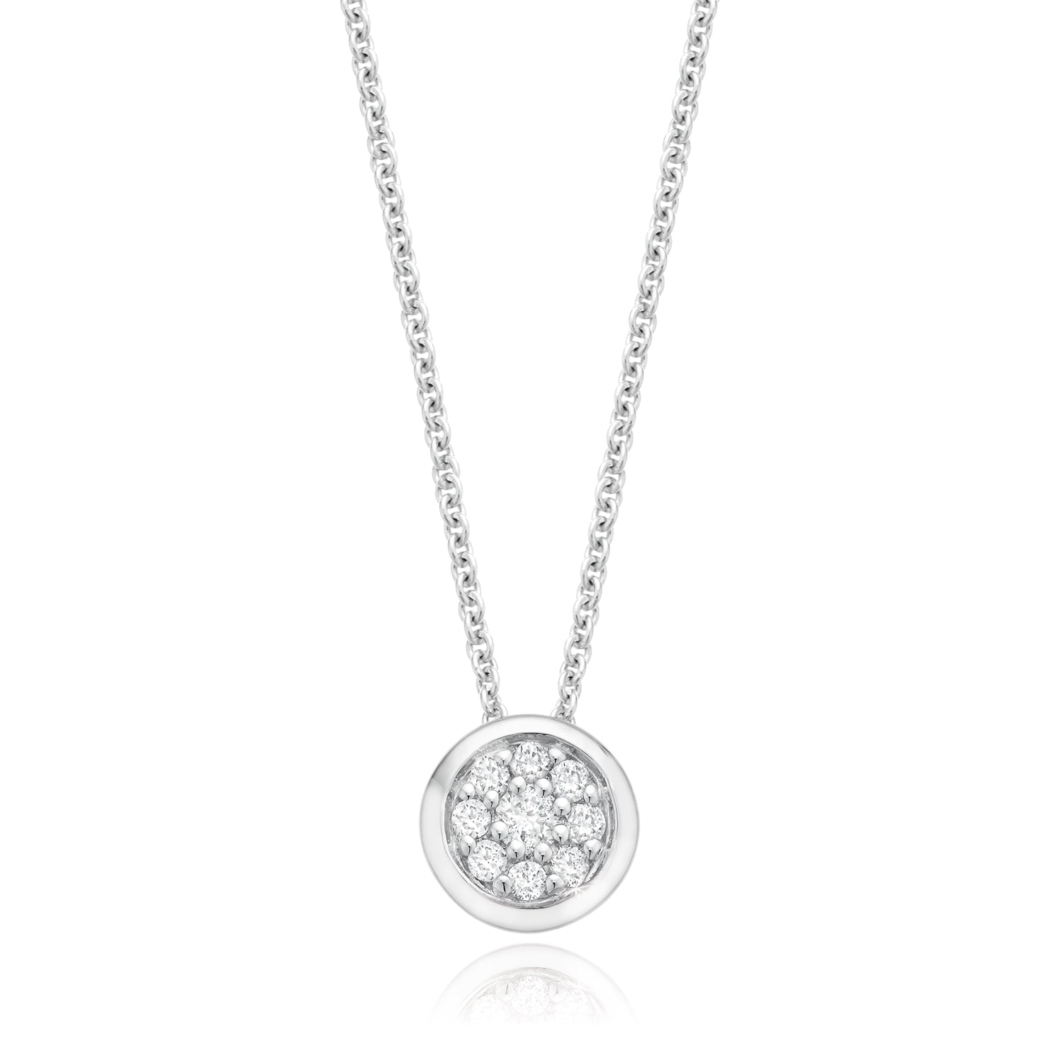 9ct White Gold Round Brilliant Cut with 0.12 CARAT tw of Diamond Pendant