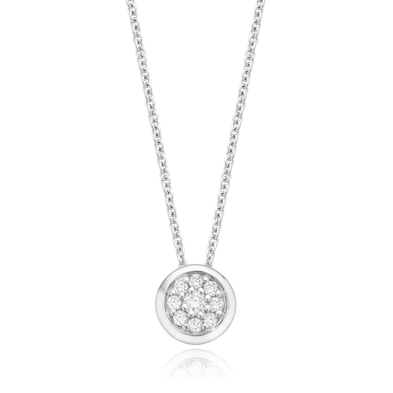 9ct White Gold Round Brilliant Cut with 0.12 CARAT tw of Diamond Pendant
