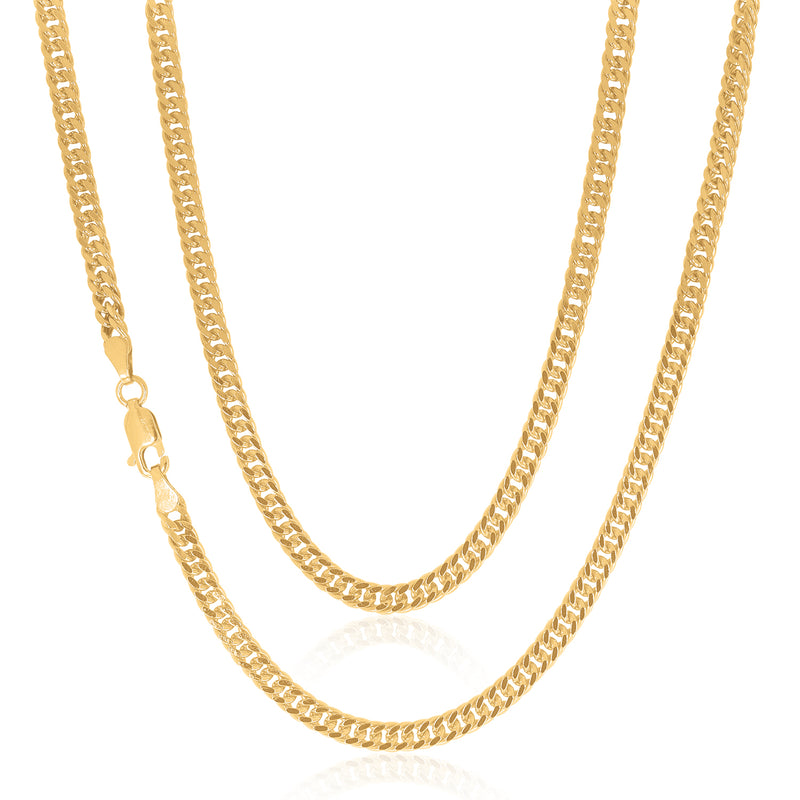 9ct Yellow Gold 2.5mm Double Diamond Cut Curb Chain in 55cm