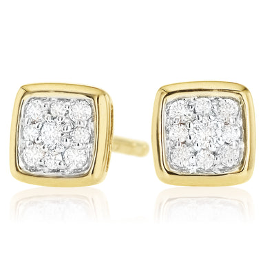 9ct Yellow Gold Round Brilliant Cut with 0.12 CARAT tw of Diamonds Earrings