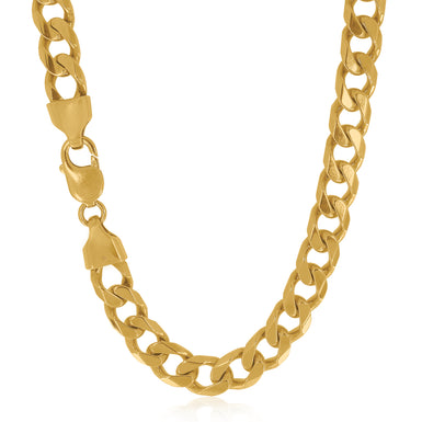 9ct Yellow Gold 9mm Bevelled Diamond Cut Curb Chain in 55cm