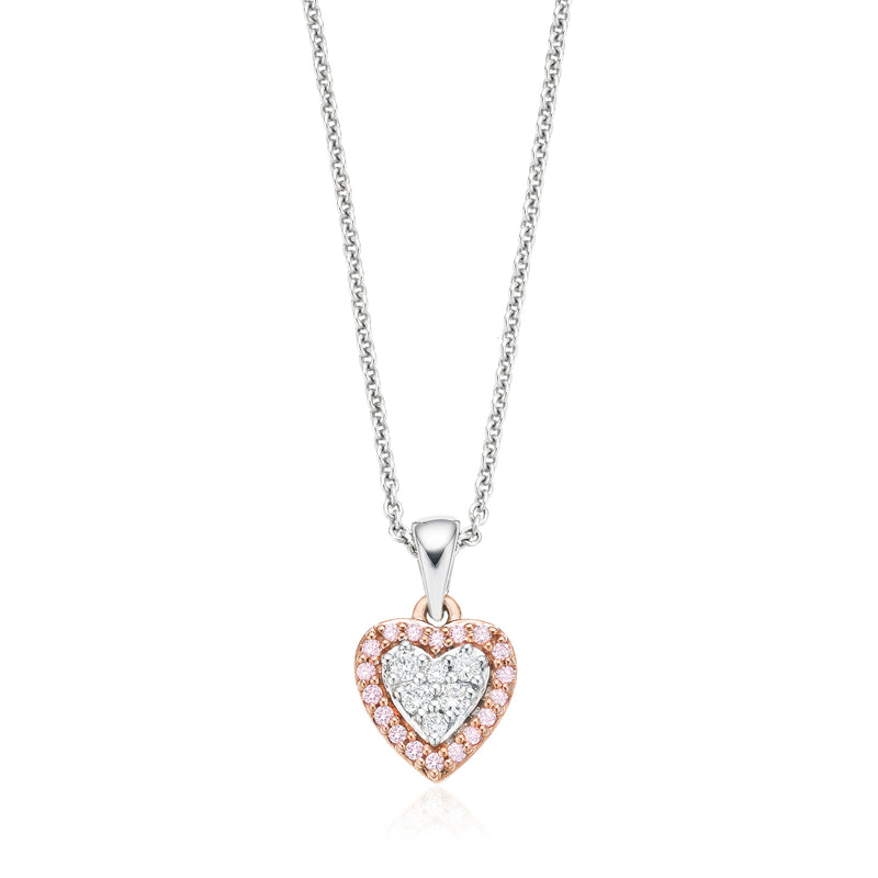 Pink Diamonds 9ct Rose & White Gold Round Cut with 0.15 CARAT tw of Diamond Pendant
