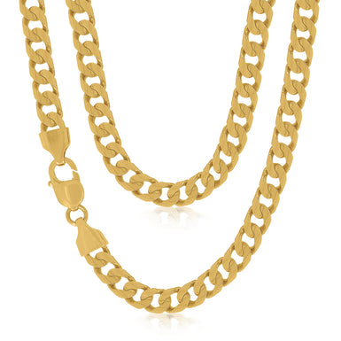 9ct Yellow Gold 55cm 8mm Bevelled Diamond Cut Curb Chain